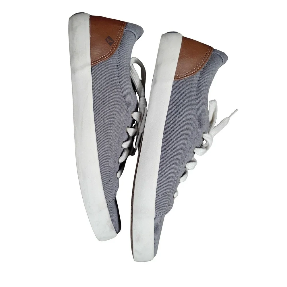 Sperry Top-Sider Canvas Sneakers Gray Brown Lace Up‎ Boat Size 6M